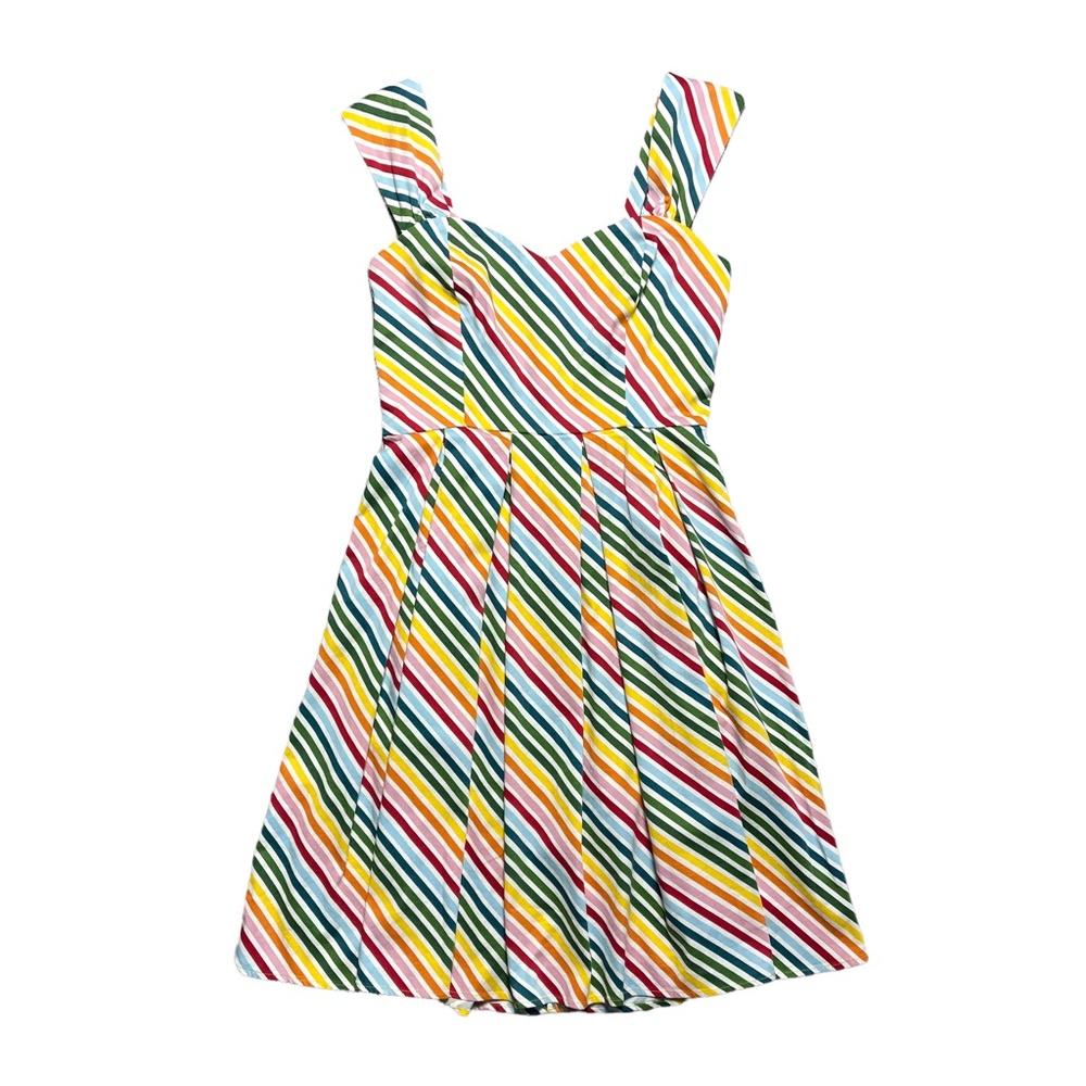 Modcloth x Collectif Retro Diagonal Rainbow Striped Dress 8